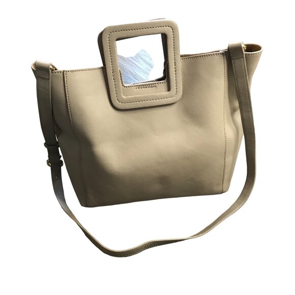 TMRW Studio Antonio Medium Leather Crossbody Bag Removable Inner Pouch Neutral - Picture 2 of 16